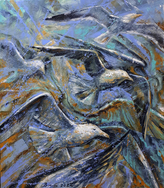 Oil painting Sea birds Sergey Voichenko