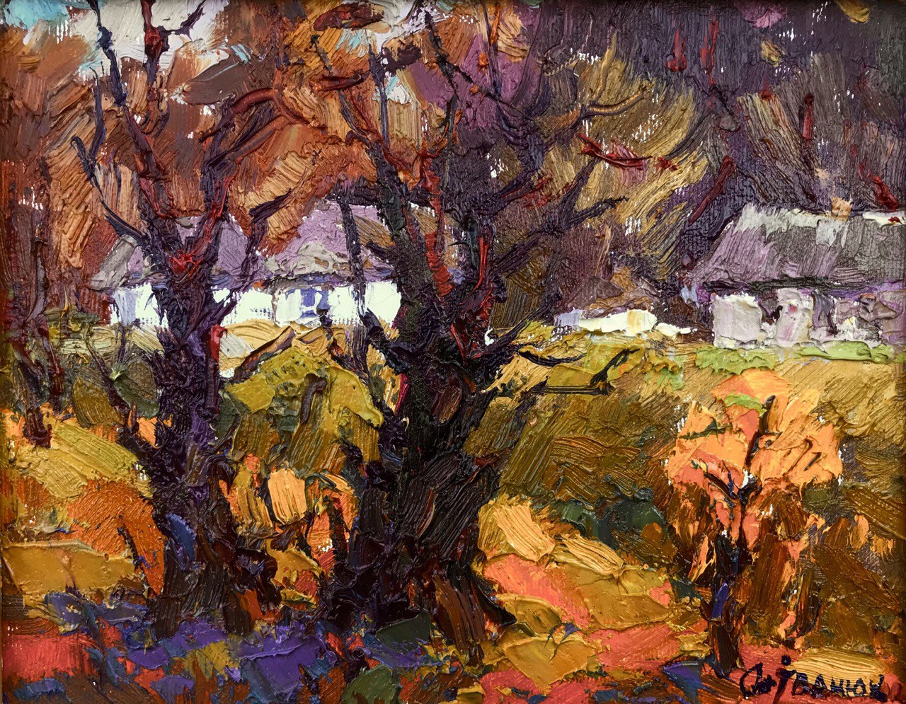 Oil painting autumn evening Ivanyuk Oksana