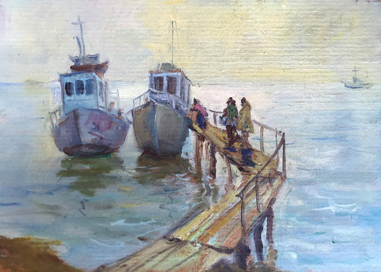 Oil painting On the pier Wihyrovskii Victor