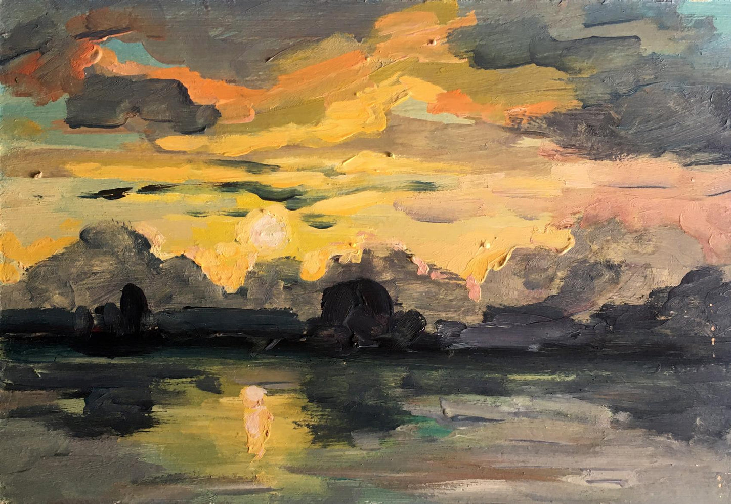 Oil painting Sunset on the river Svetlana Gramm