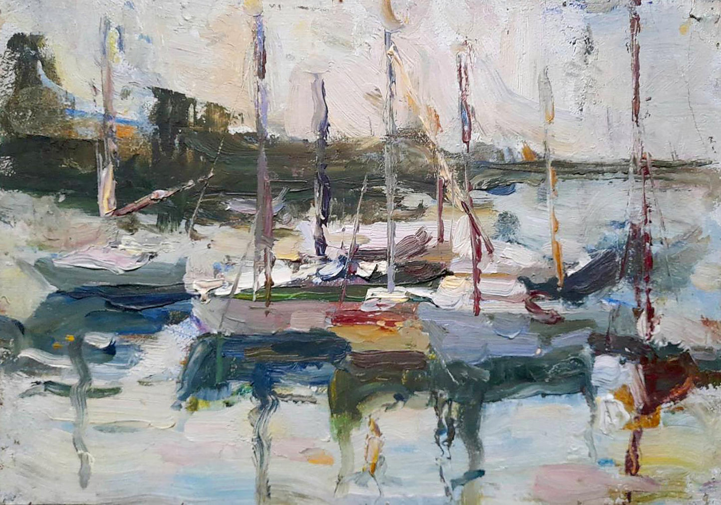 Oil painting City Yacht Club Ivan Kovalenko