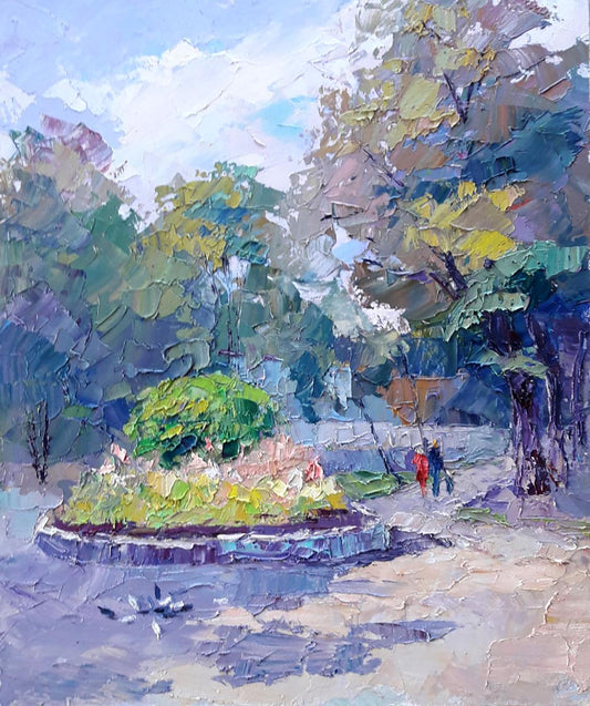 Oil painting Flowerbed fountain Serdyuk Boris Petrovich