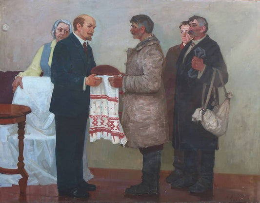 Oil painting Walkers at Lenin Klimenko V.I.
