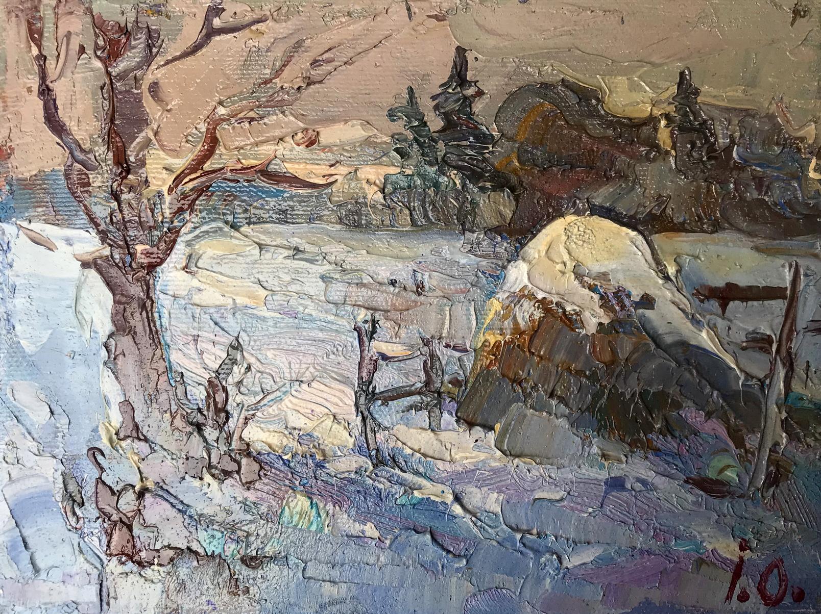 Oil painting Morning frosty dawn Ivanyuk Oksana