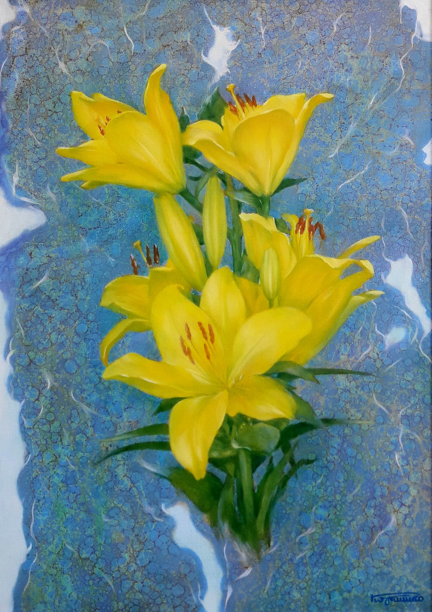 Oil painting Yellow lilies Vasily Korkishko