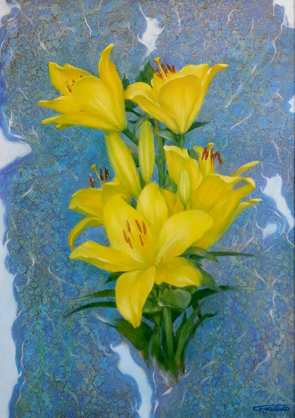 Oil painting Yellow lilies Vasily Korkishko