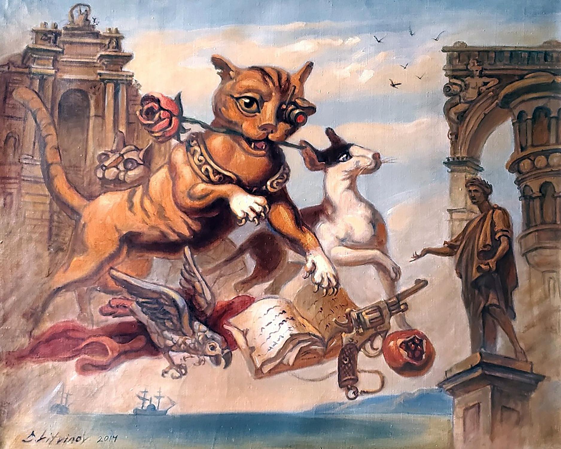 Oil painting Odessa cats Litvinov Daniil Olegovich