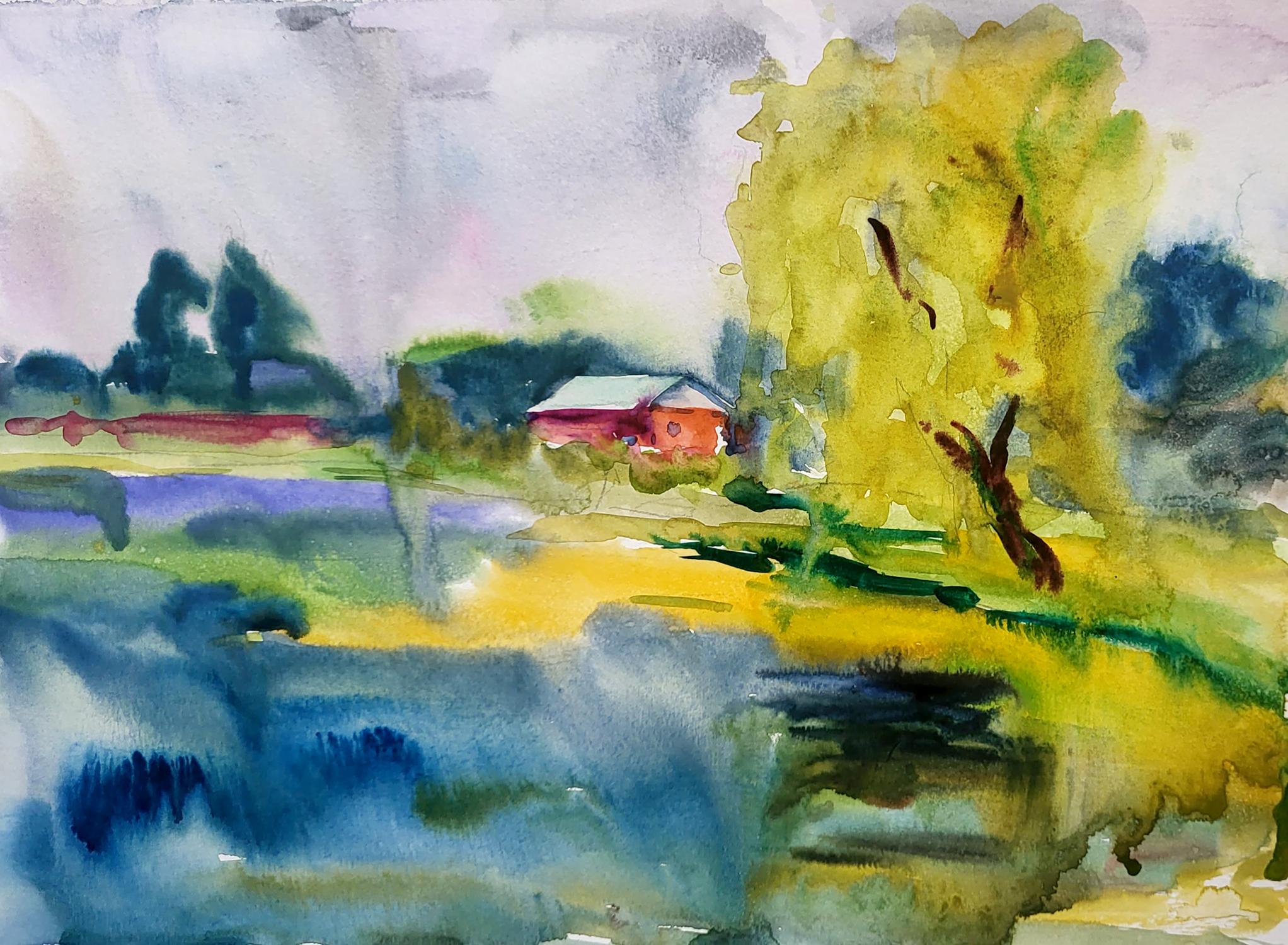 Watercolor painting On the pond Serdyuk Boris Petrovich