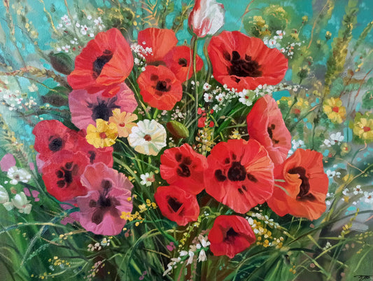 Oil painting Poppies Anatoly Borisovich Tarabanov