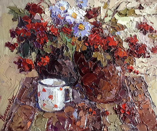 Oil painting Red viburnum Ivanyuk Oksana