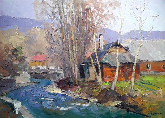 Oil painting On the river Paradzhi Serdyuk Boris Petrovich