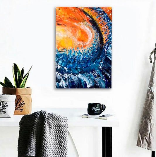 Abstract acrylic painting Waves of Life Valeria Sign