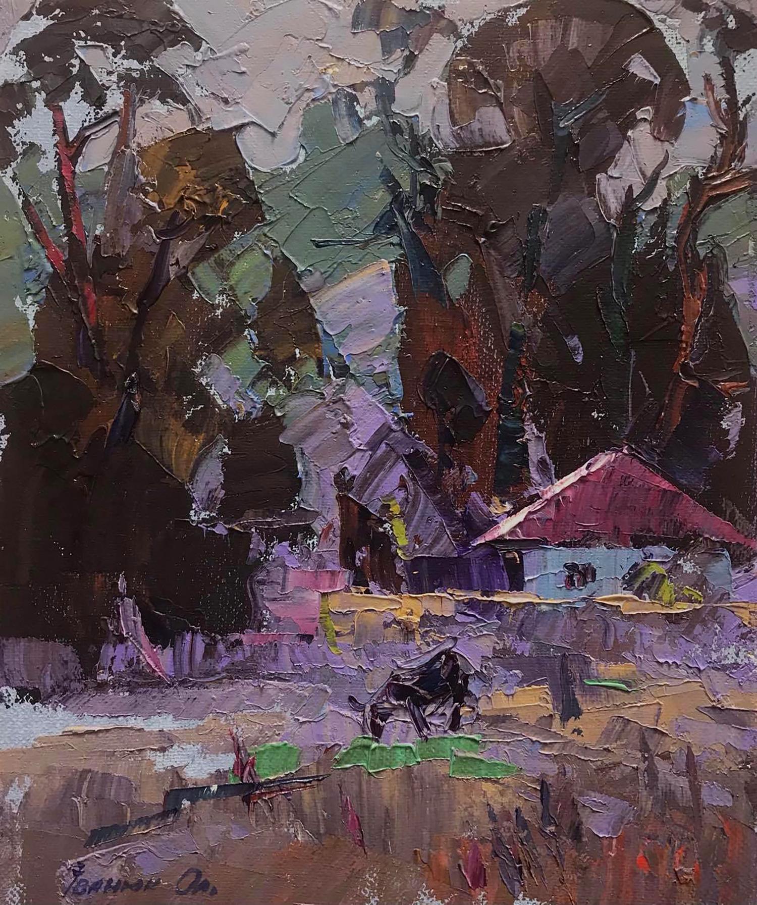 Oil painting House at the edge of the forest Ivanyuk Alex