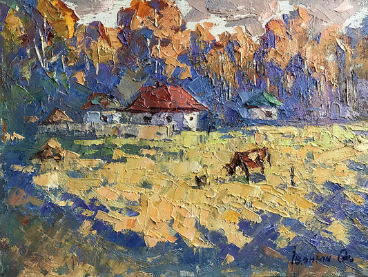 Oil painting Morning in the village Ivanyuk Alex
