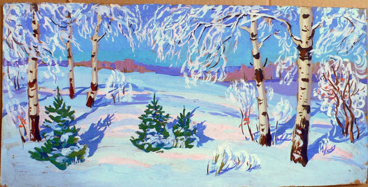 Gouache painting Winter landscape Rodzyn Nikolay Ivanovich