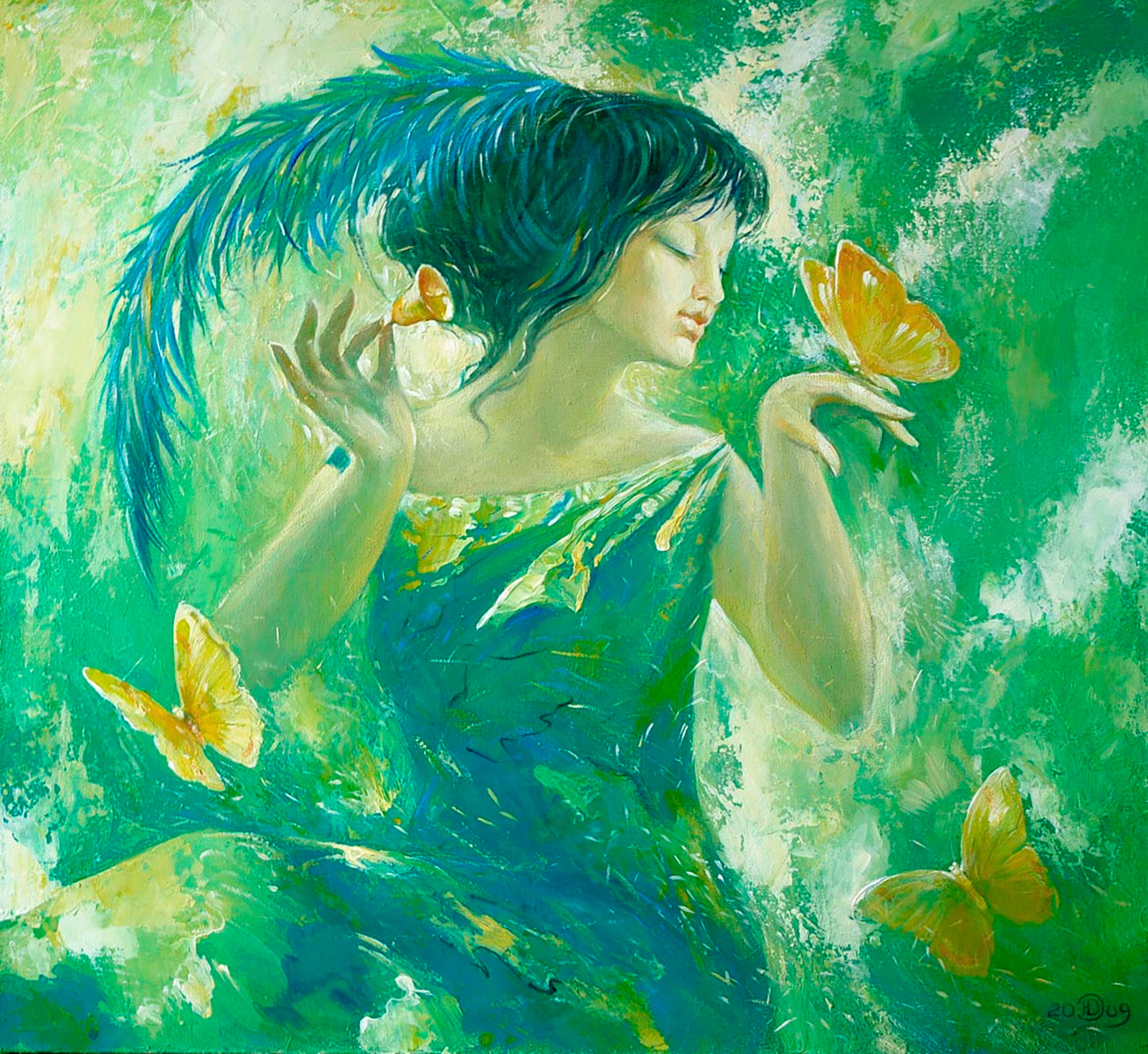 Acrylic painting Taming the butterflies Dubinin Yurii