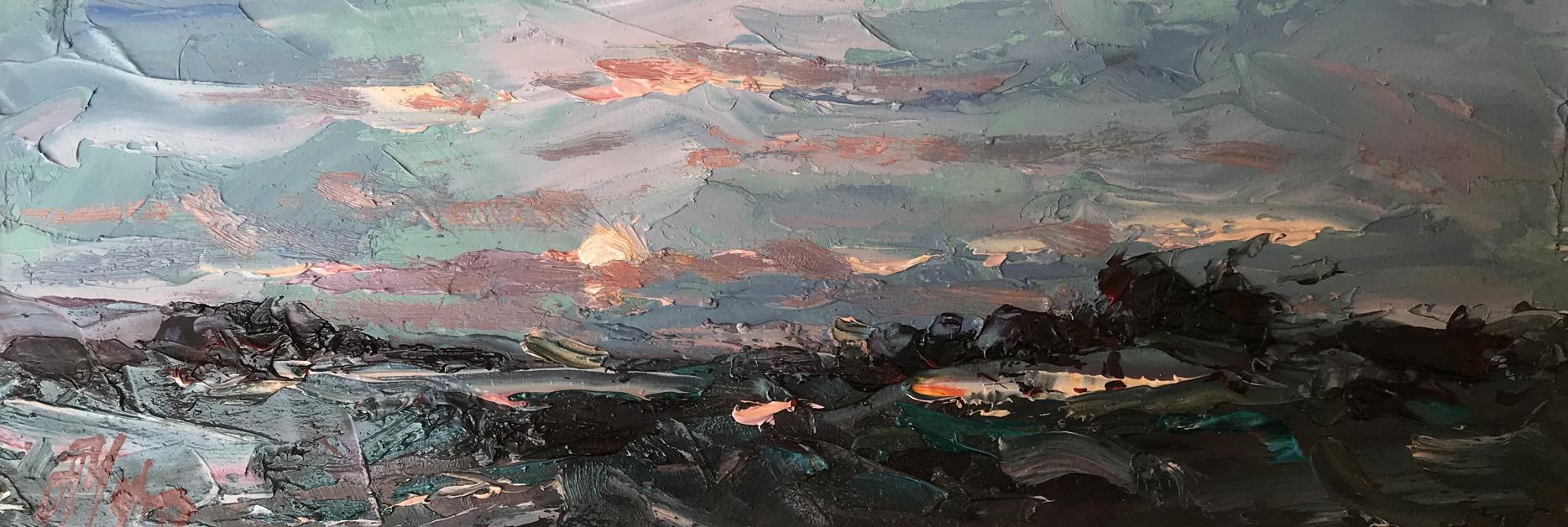 Oil painting Sun behind the clouds Alexander Cherednichenko