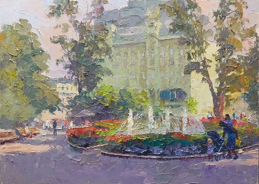 Oil painting Odessa. City garden Serdyuk Boris Petrovich
