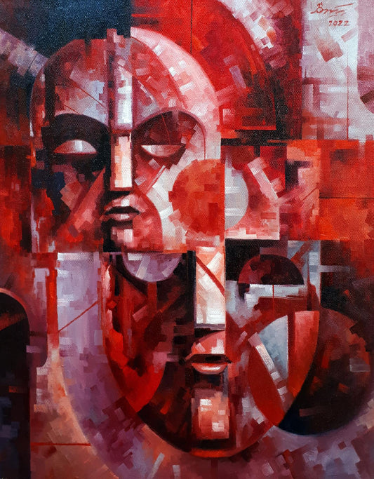 Oil painting Masks in red Sergey Voichenko