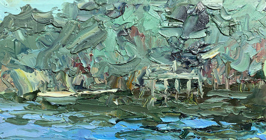 Oil painting On the river Alexander Nikolaevich Cherednichenko