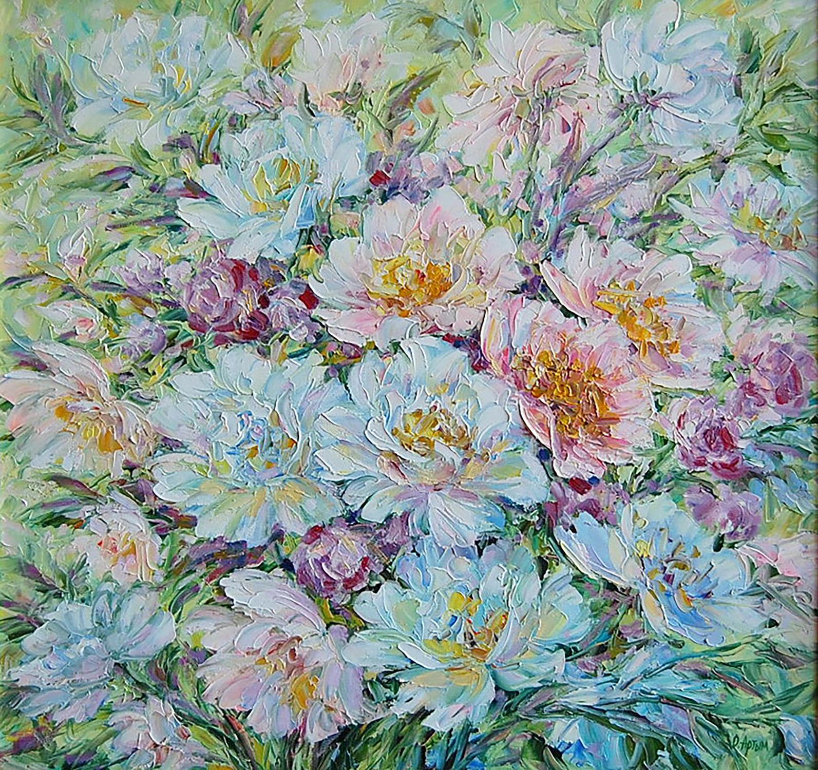 Oil painting Peonies. In the country Artim Olga