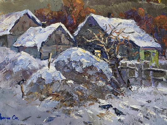 Oil painting Winter evening Ivanyuk Oksana