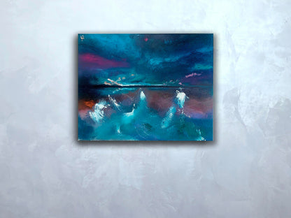 Abstract acrylic painting Colorful storm Valeria Sign