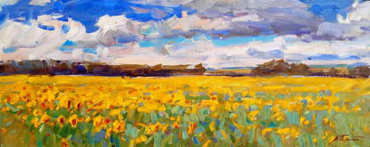 Oli painting Sunflowers are ripening Pereta Vyacheslav