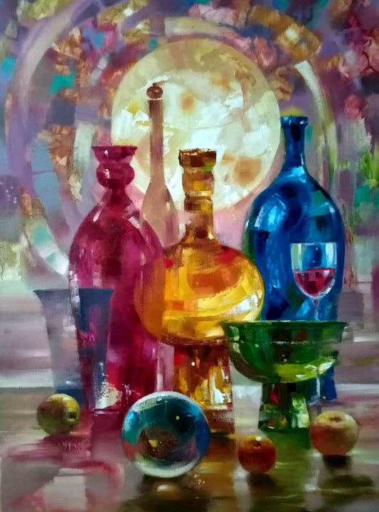 Abstract oil painting Colored jugs Anatoly Borisovich Tarabanov