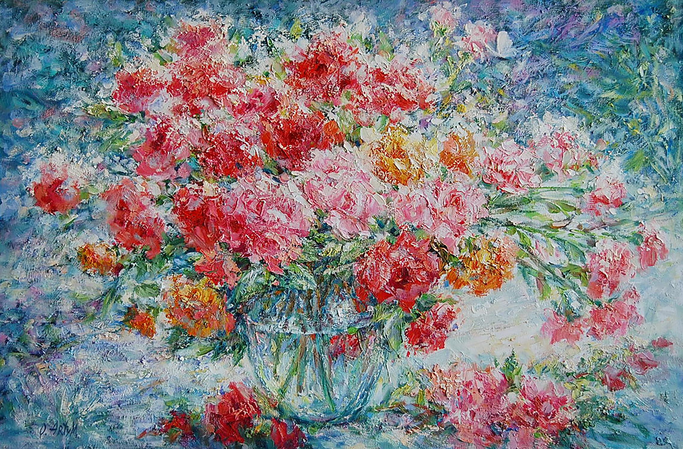 Oil painting Warm shades of roses Artim Olga