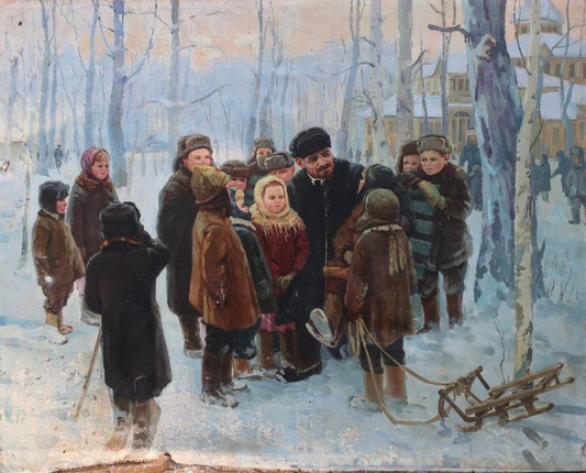 Oil painting Lenin with children