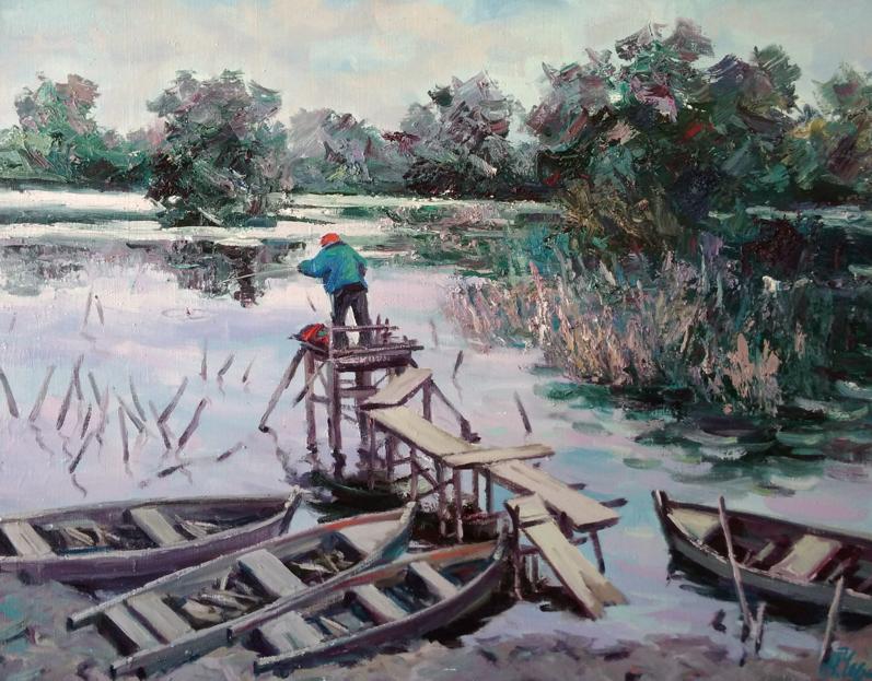 Oil painting Fisherman Alexander Nikolaevich Cherednichenko