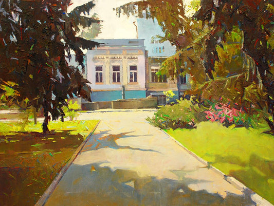 Oil painting House outside the city Prohorchuk Daria