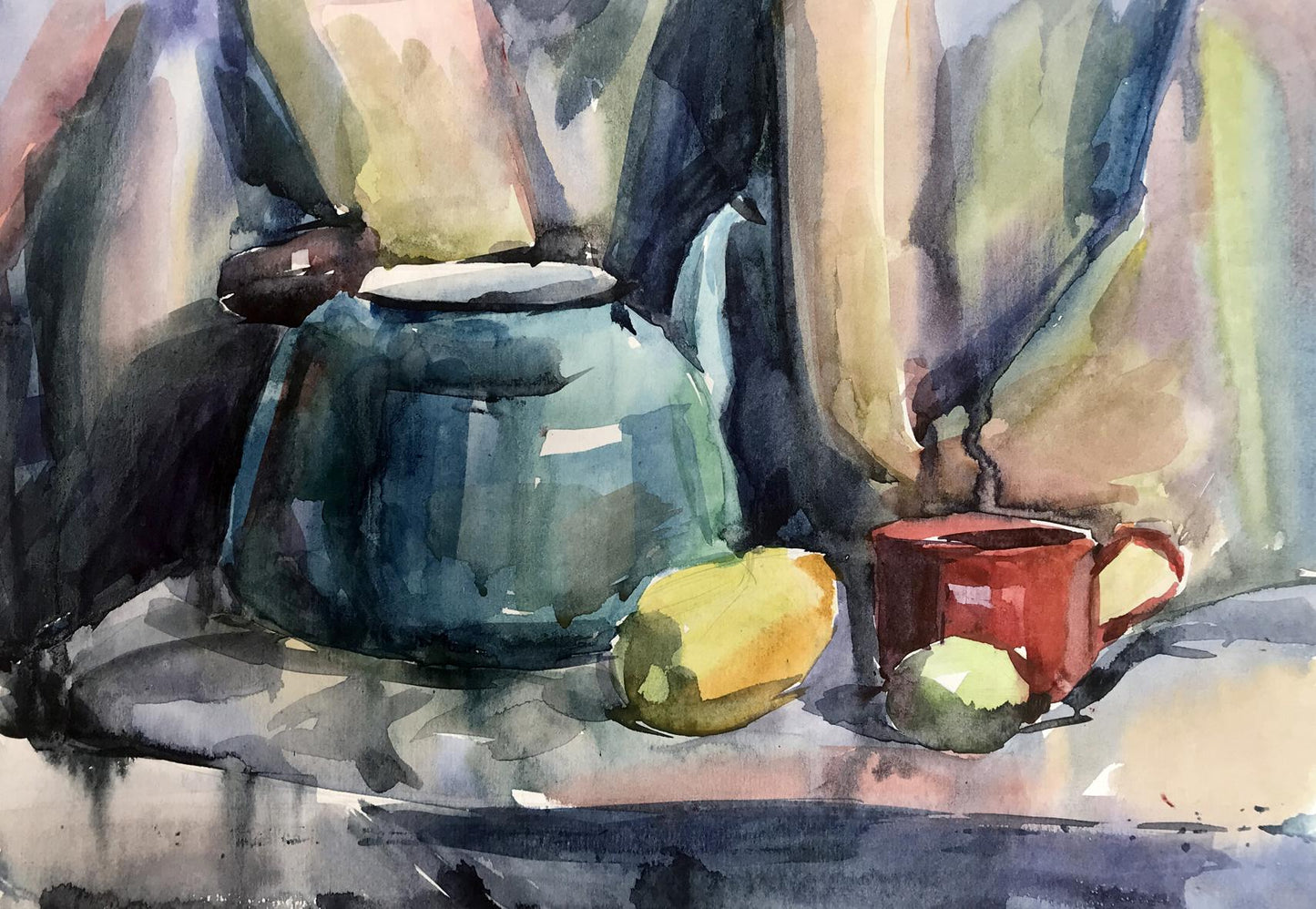 Watercolor painting Breakfast Unknown artist