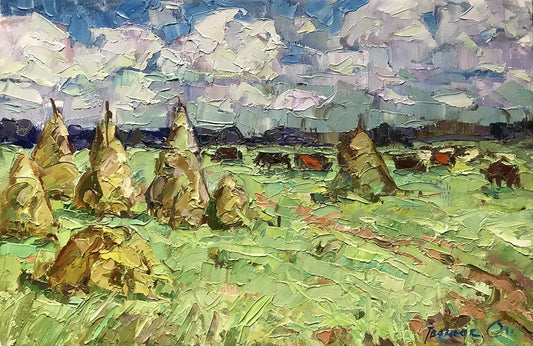 Oil painting Morning meadows Ivanyuk Alex