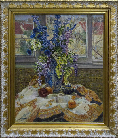 Oil painting Flowers by the window Alexander Stolyarenko