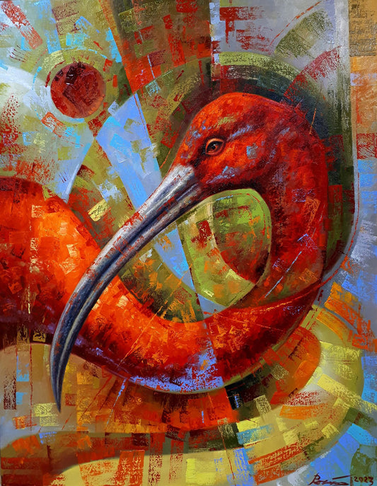 Oil painting Red ibis Sergey Voichenko