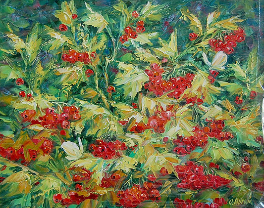 Oil painting Viburnum bush Artim Olga