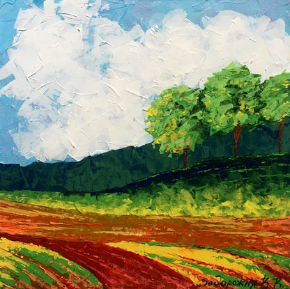 Oil painting Autumn morning in the field V. Zadorozhnya