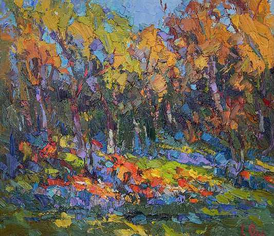 Oil painting Autumn crimson Ivanyuk Oksana