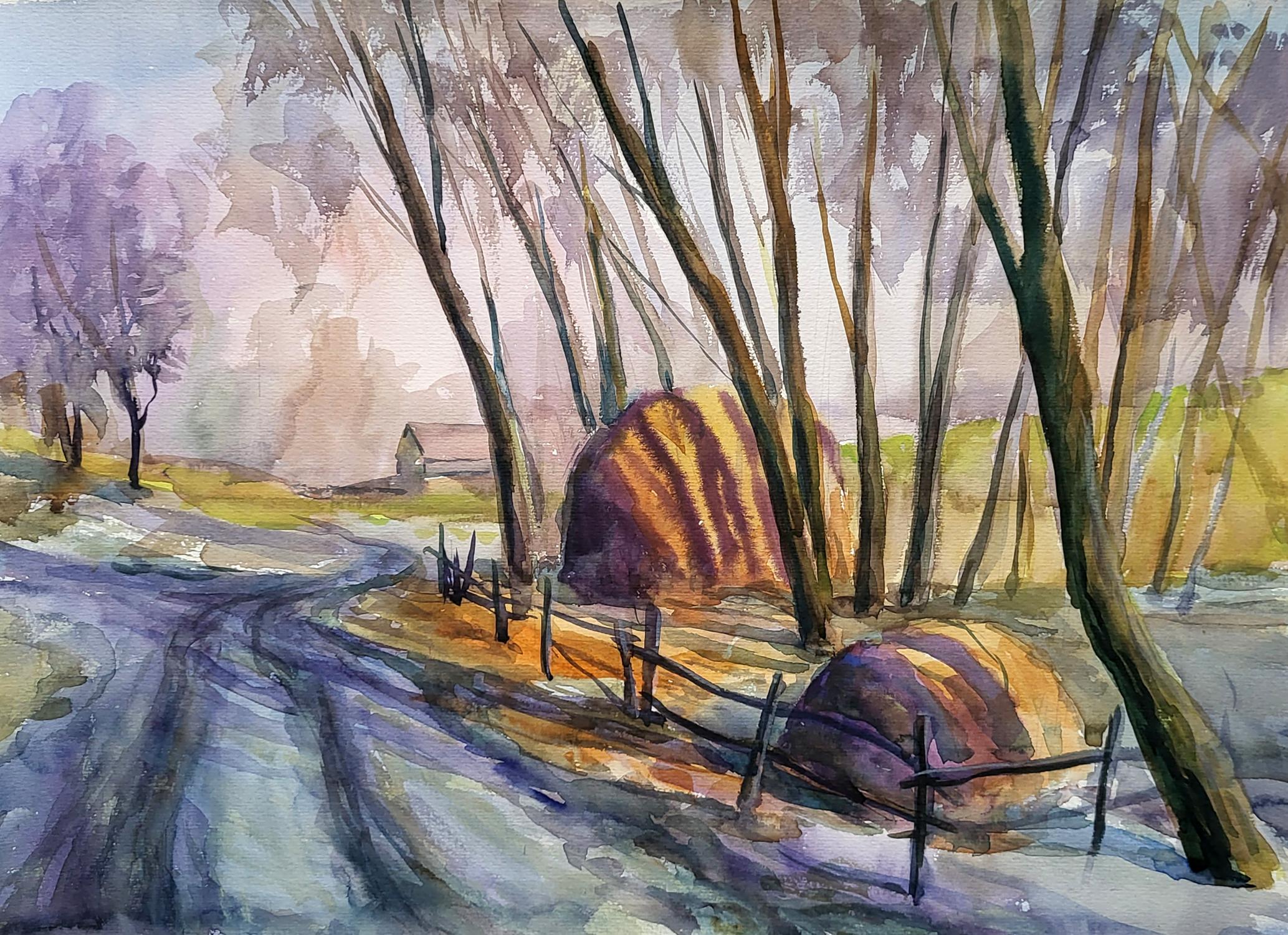 Watercolor painting A heap by the road Serdyuk Boris Petrovich