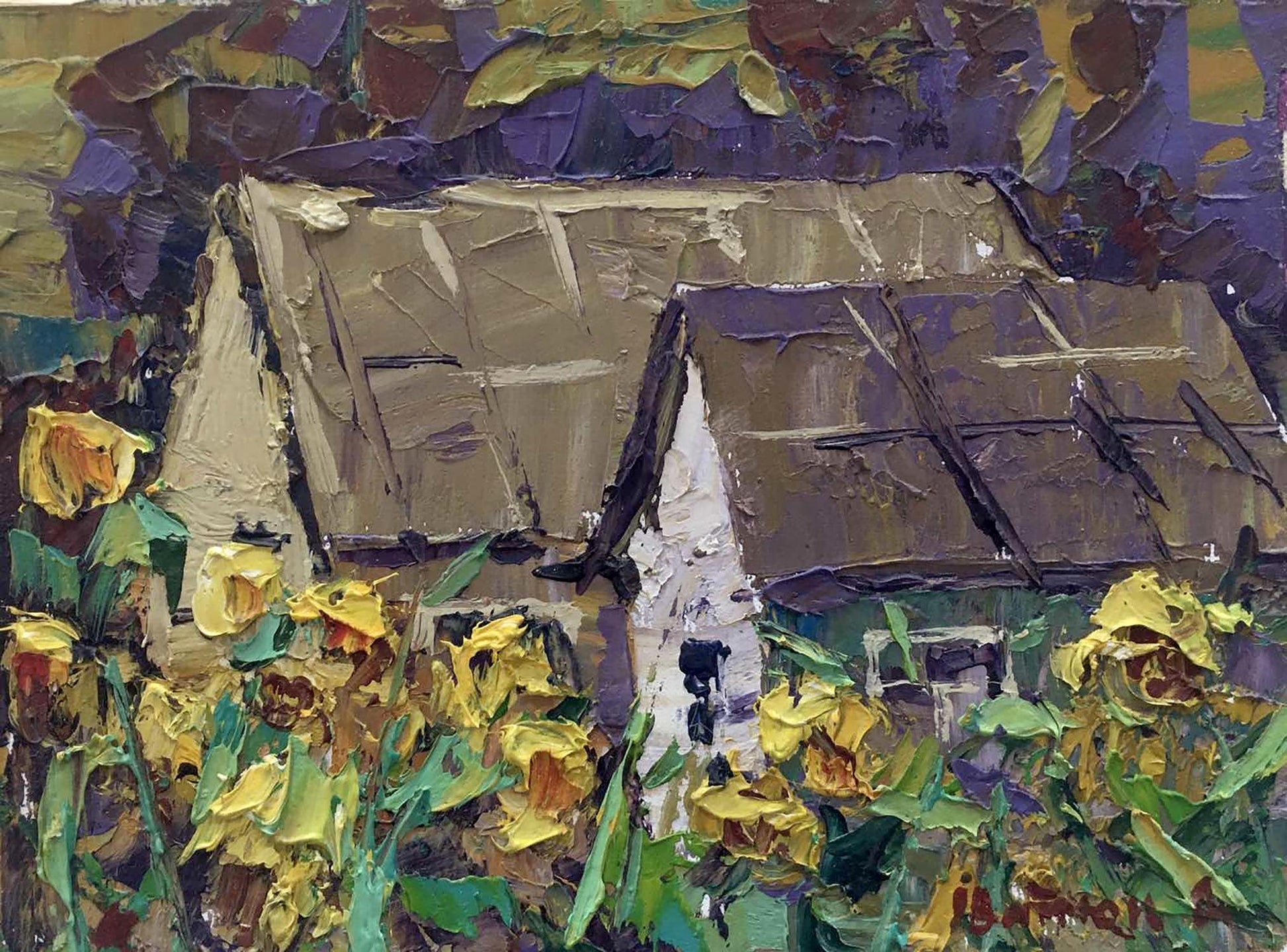 Oil painting Sunflowers at home Ivanyuk Alex