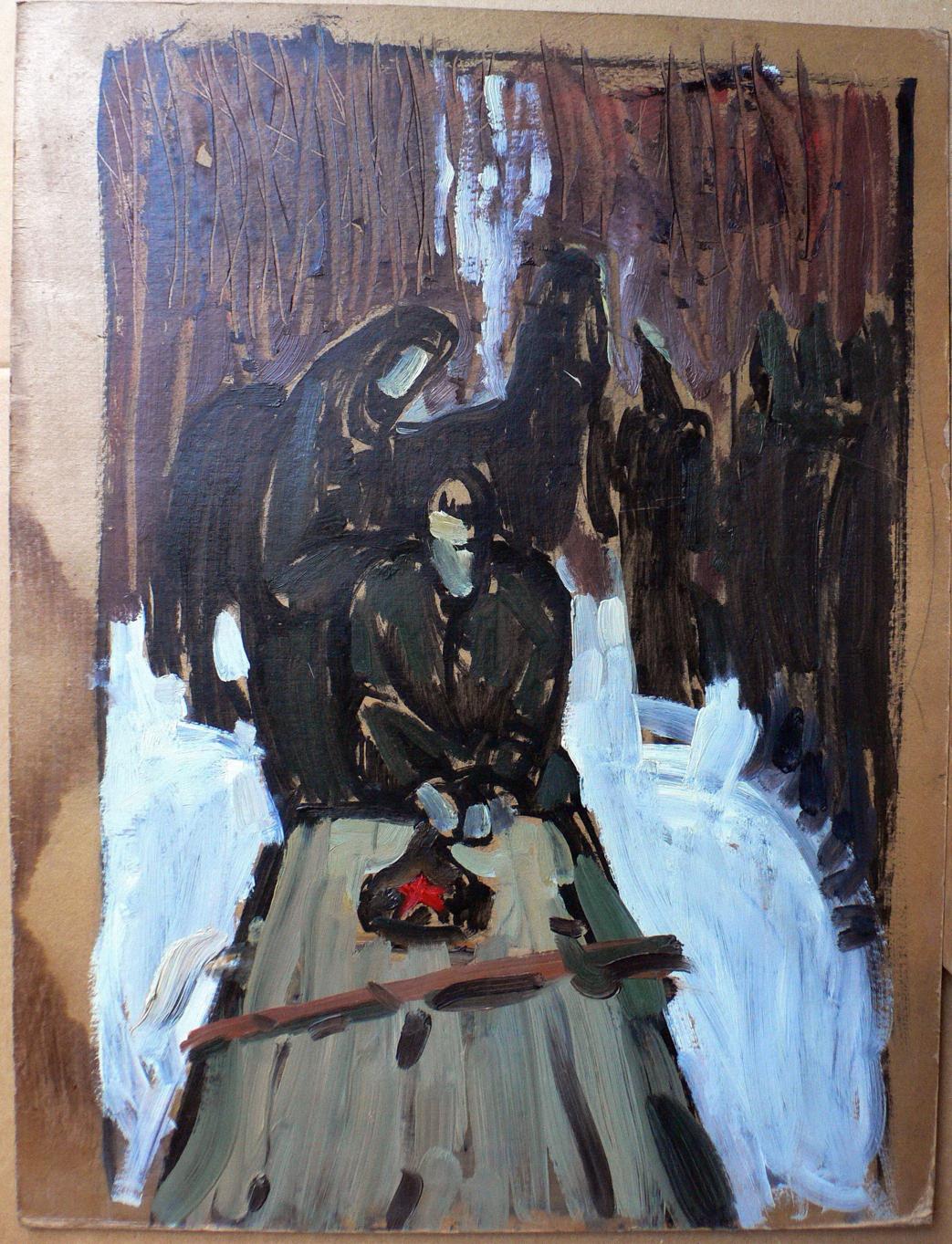 Oil painting Red Guard Funeral Erlikh Vladimir Isaakovich