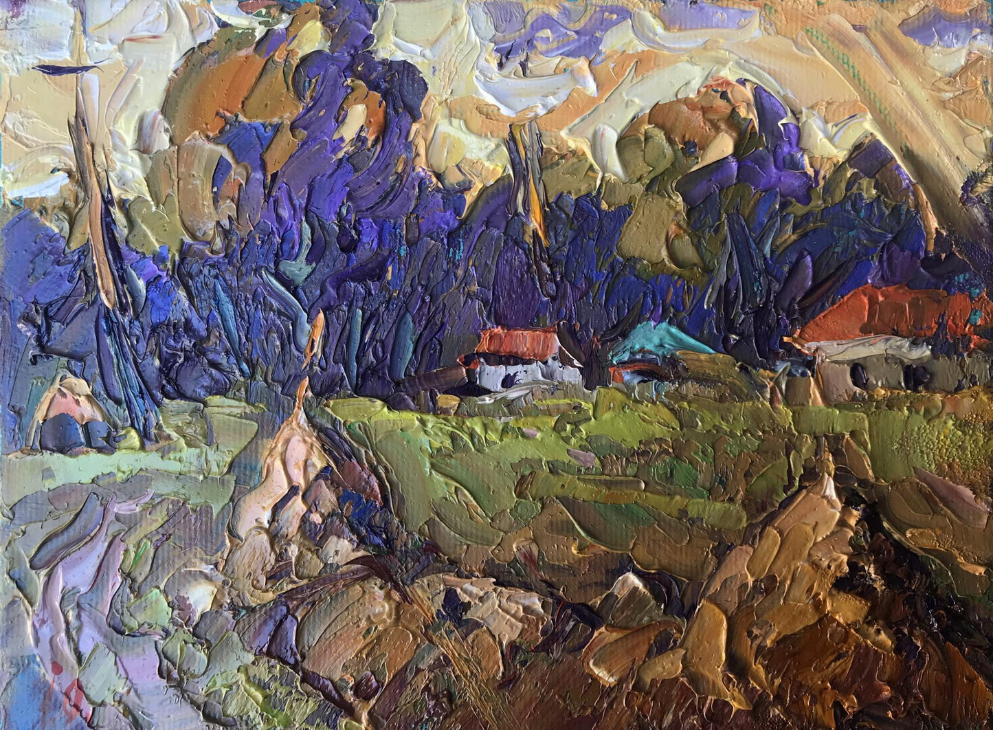 Oil painting The edge of the village Ivanyuk Alex