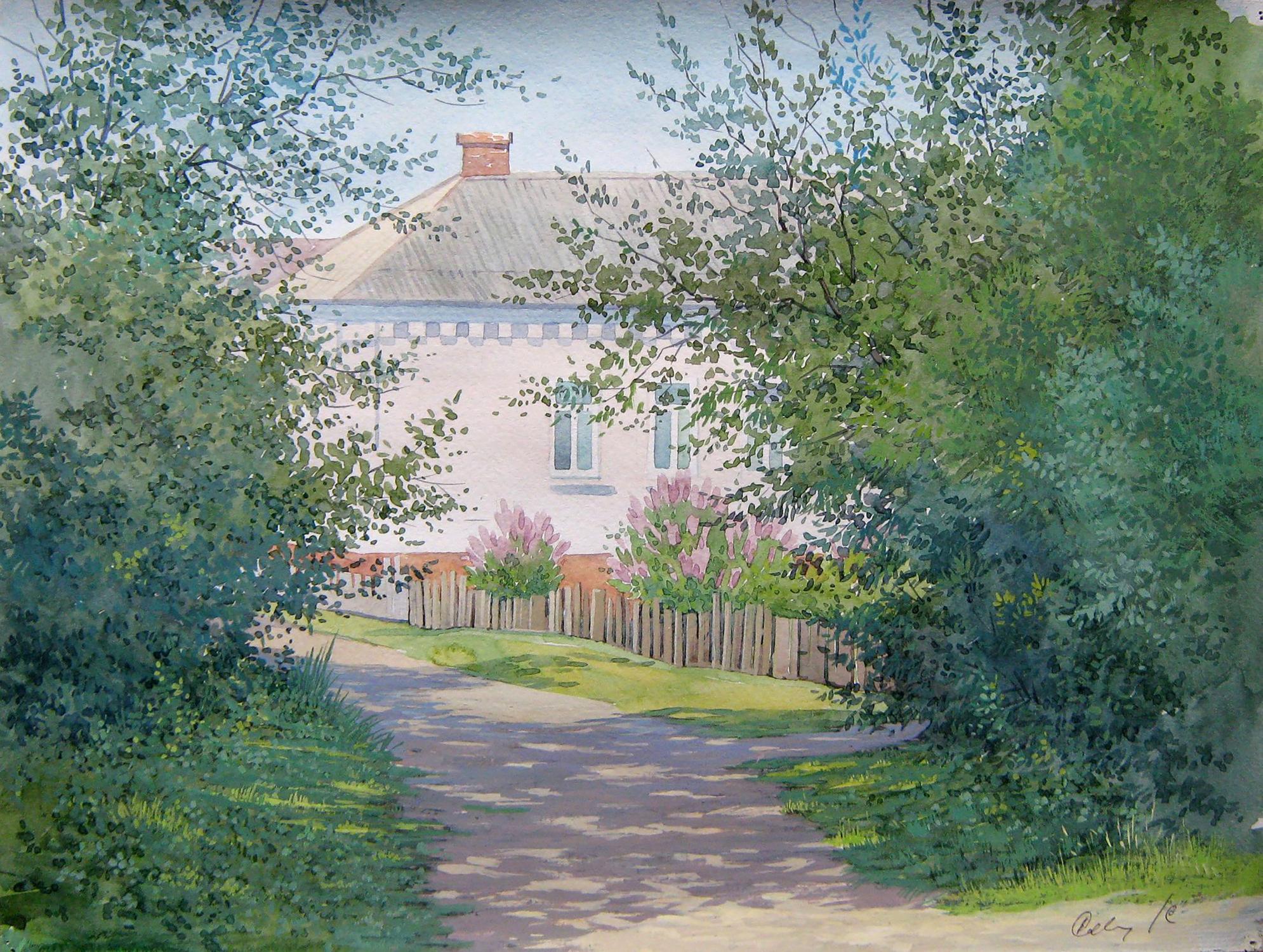 Watercolor painting Path to home Savenets Valery