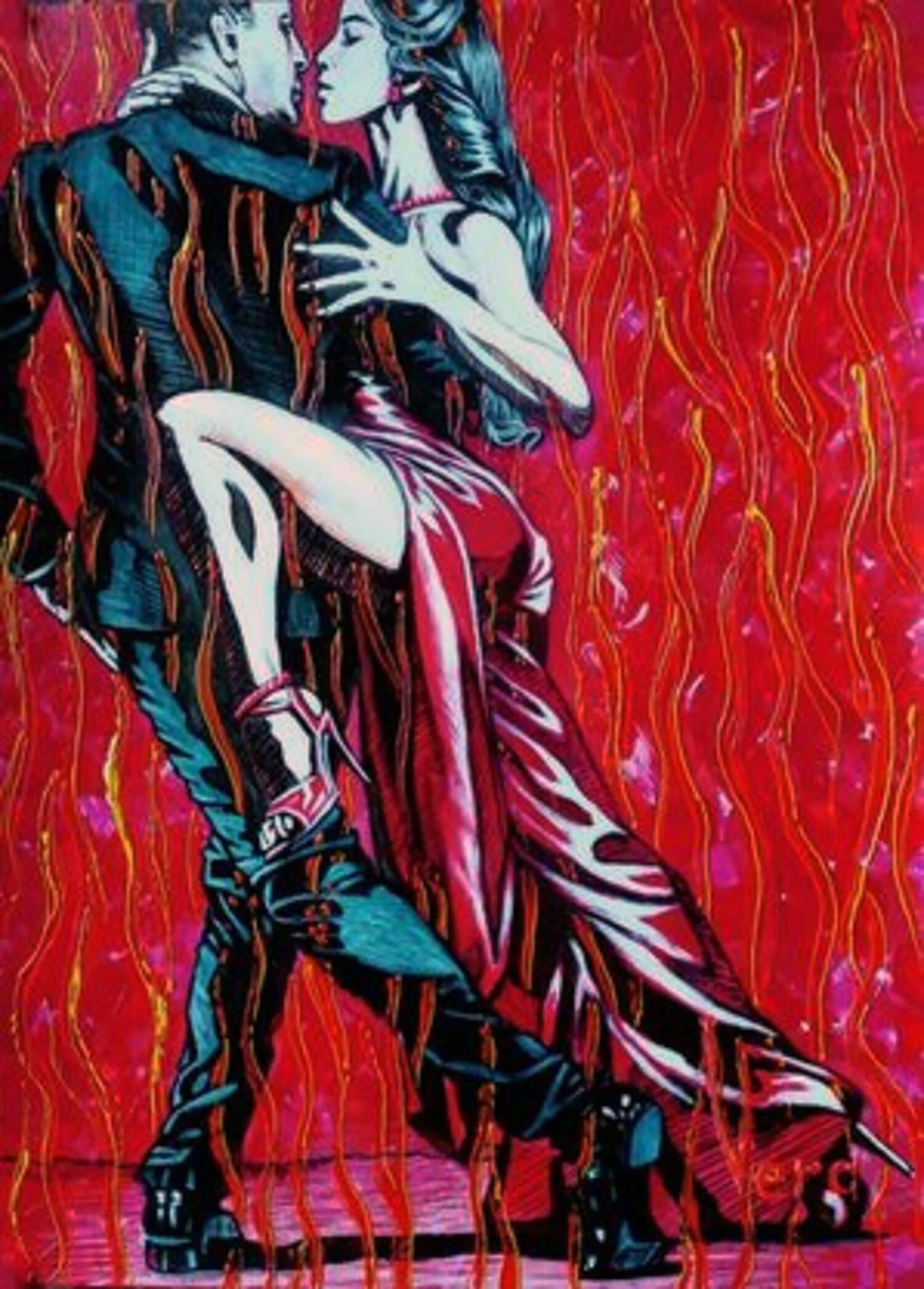 Acrylic painting Fire dance Goncharenko V. V.