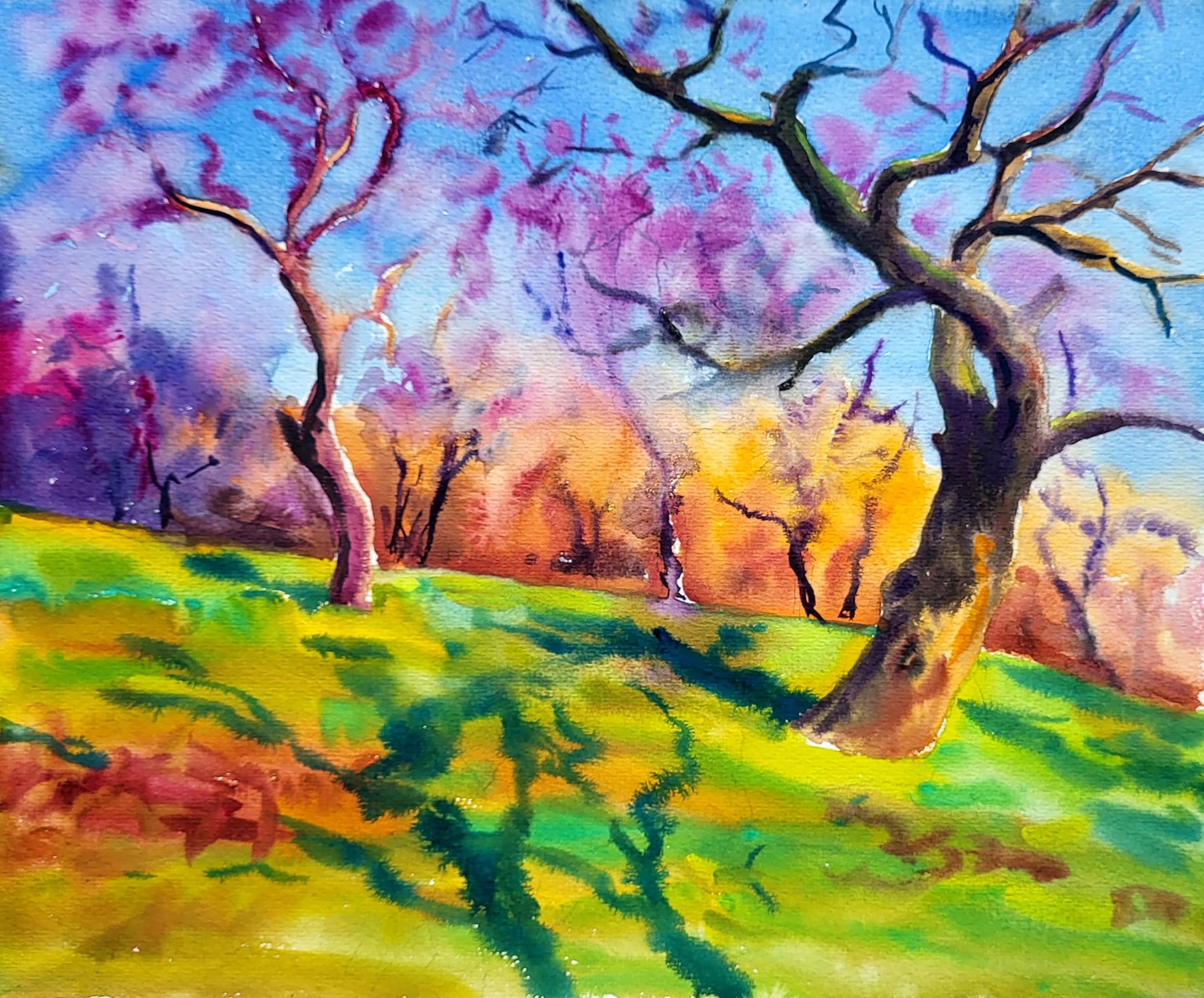Watercolor painting Apple orchard Serdyuk Boris Petrovich