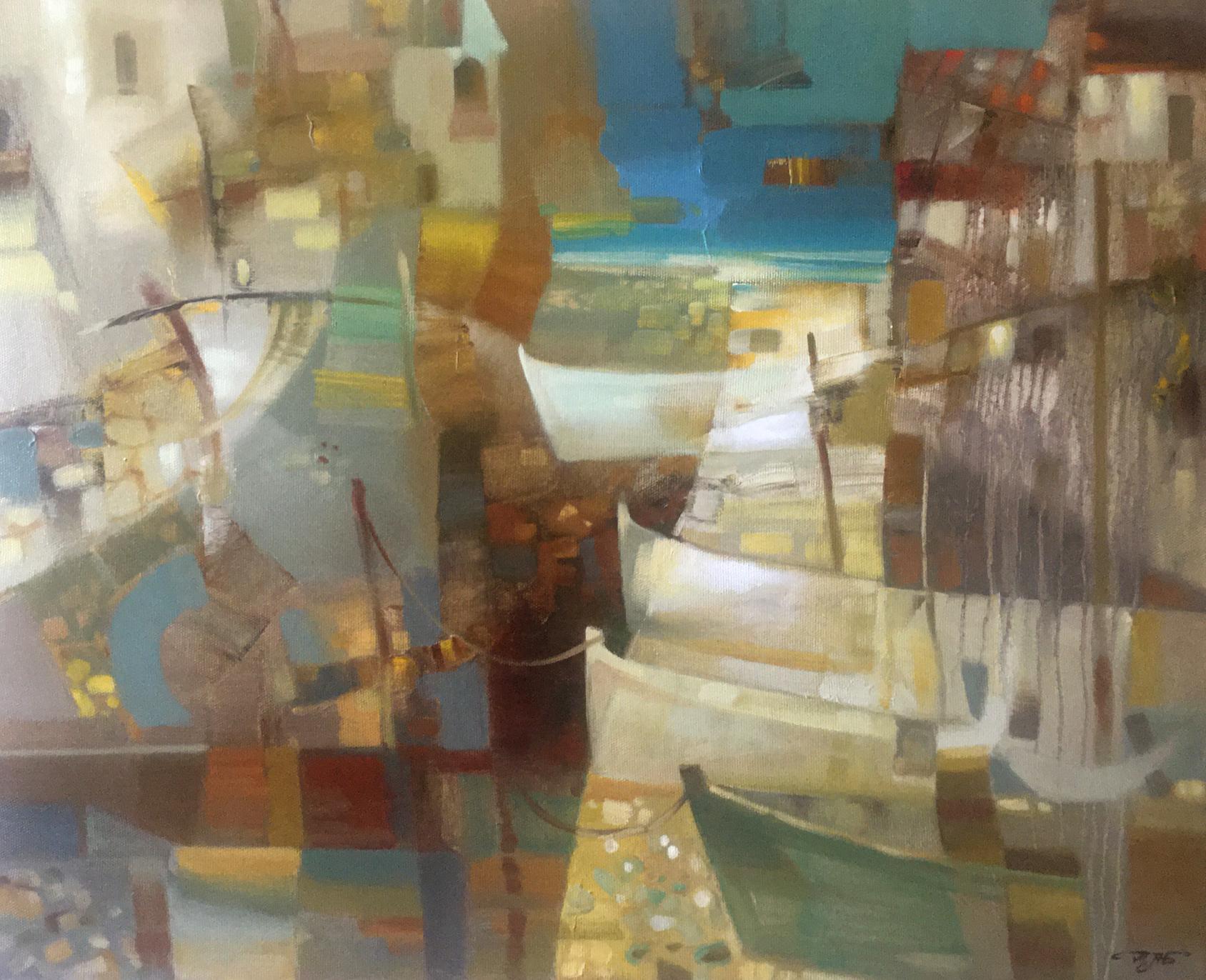 Abstract oil painting Boats Anatoly Borisovich Tarabanov