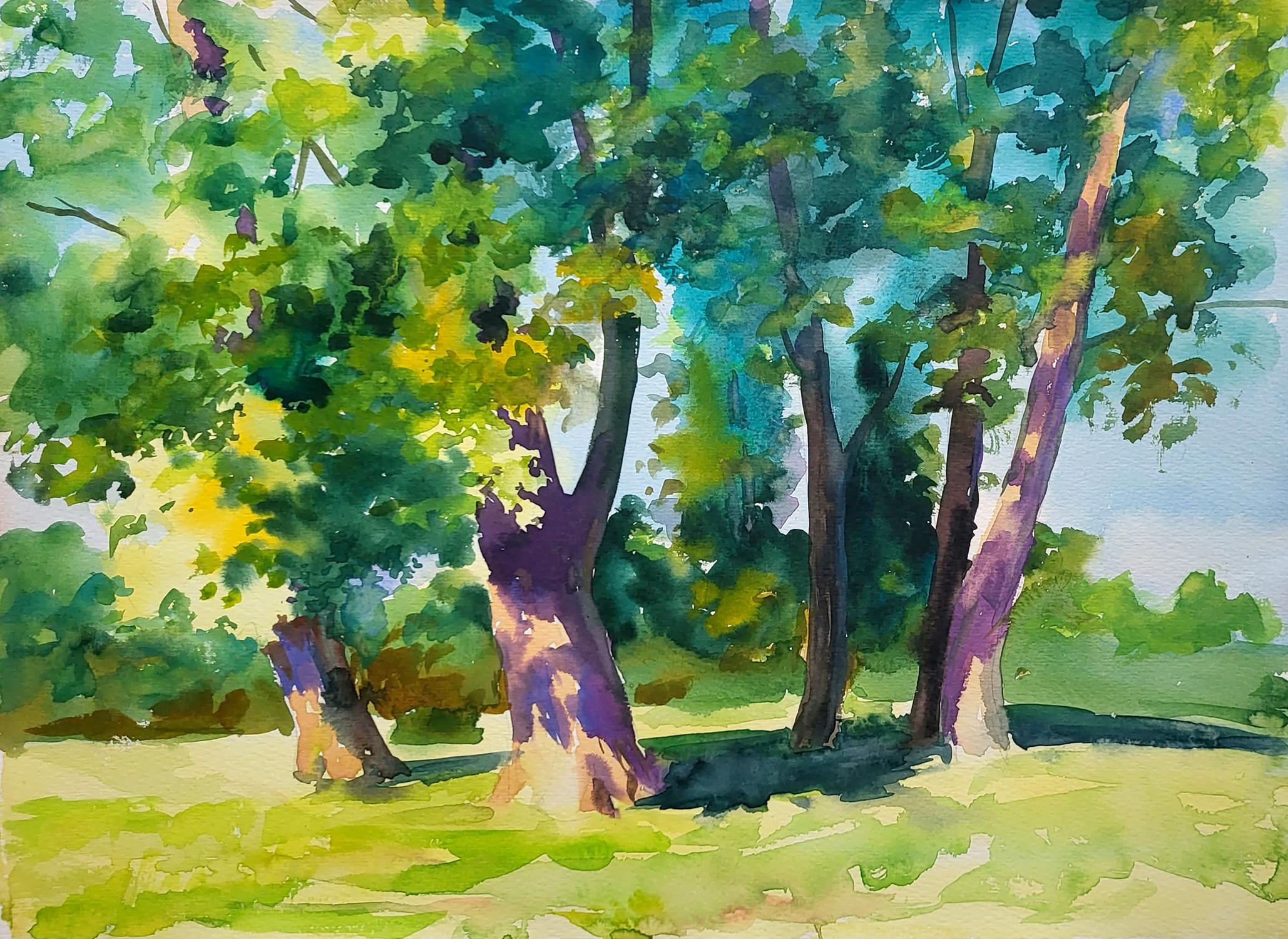 Watercolor painting Poplars Serdyuk Boris Petrovich