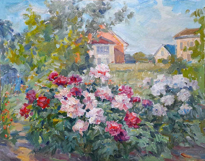 Oil painting Home garden Kovalenko Ivan Mikhailovich